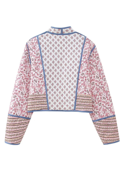 Xiomara® | Veste cardigan matelassée réversible imprimée avec petite veste doublée en coton de couleur assortie