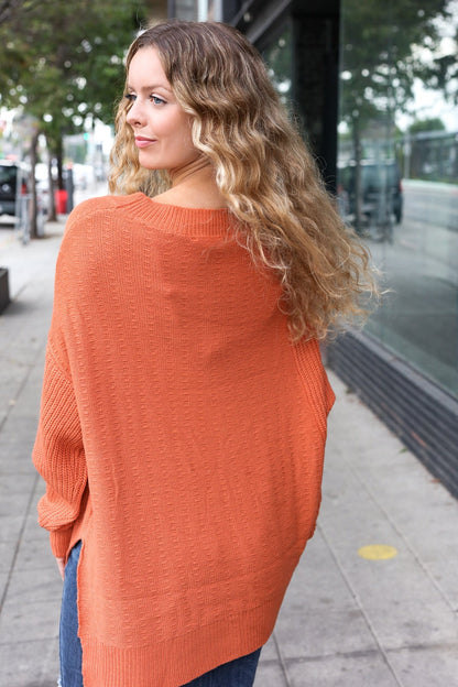 Vanessa® | Pull asymétrique en tricot citrouille Autumn Vibes