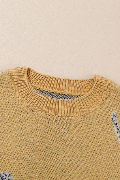 Yolande® | Pull en maille imprimé animal camel avec épaules tombantes