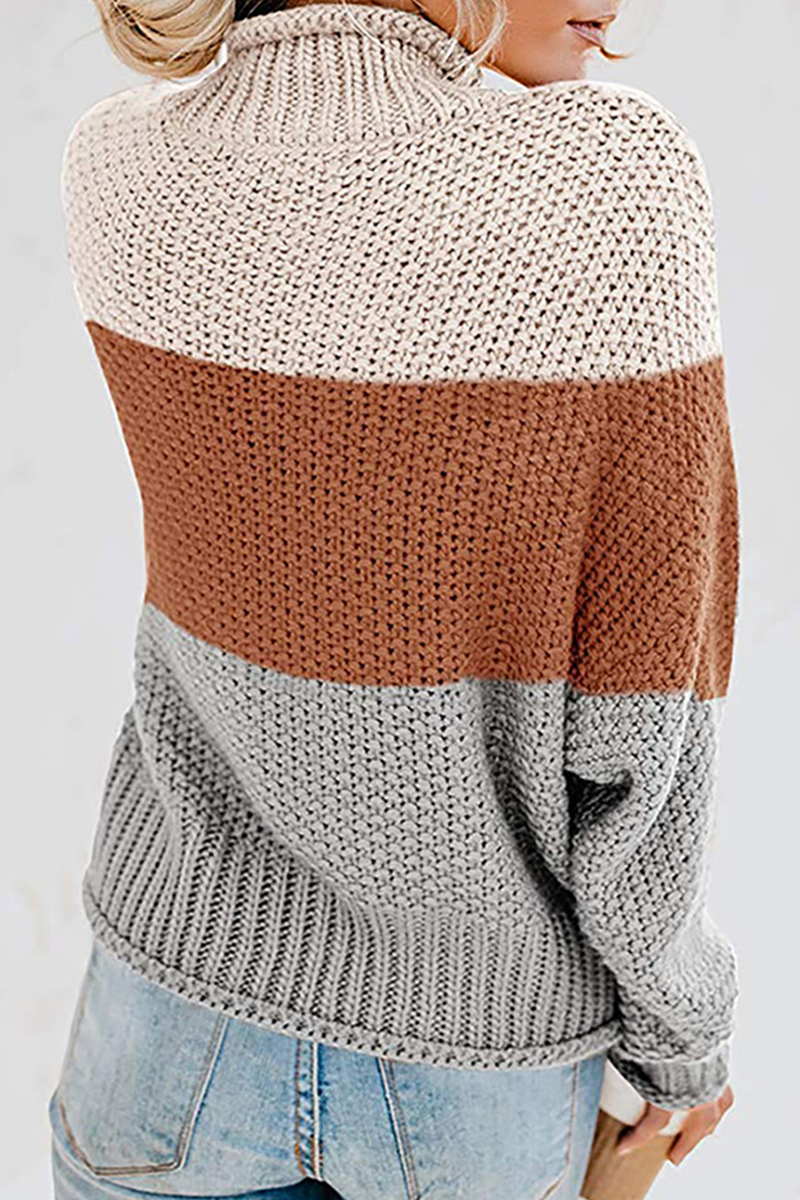 Thérèse® | Pulls décontractés à col roulé en patchwork contrasté