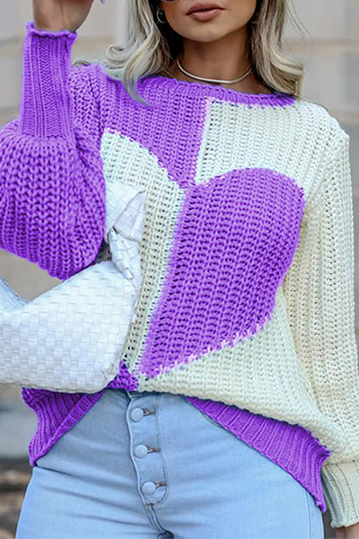 Zoraida® | Pull patchwork décontracté avec col rond et corsage contrasté