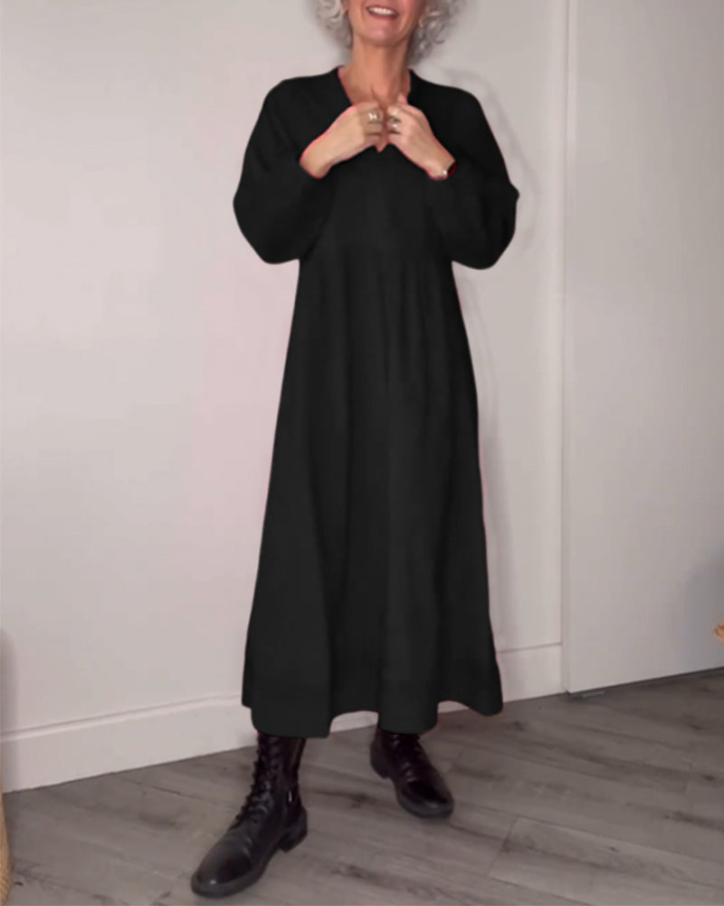 Xaviera® | Robe longue élégante avec col en V et poches