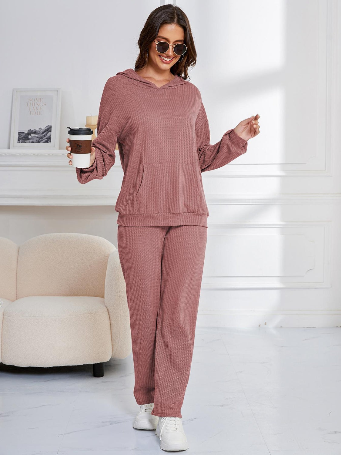 Zahira® | Ensemble sweat à capuche manches longues et pantalon à épaules tombantes