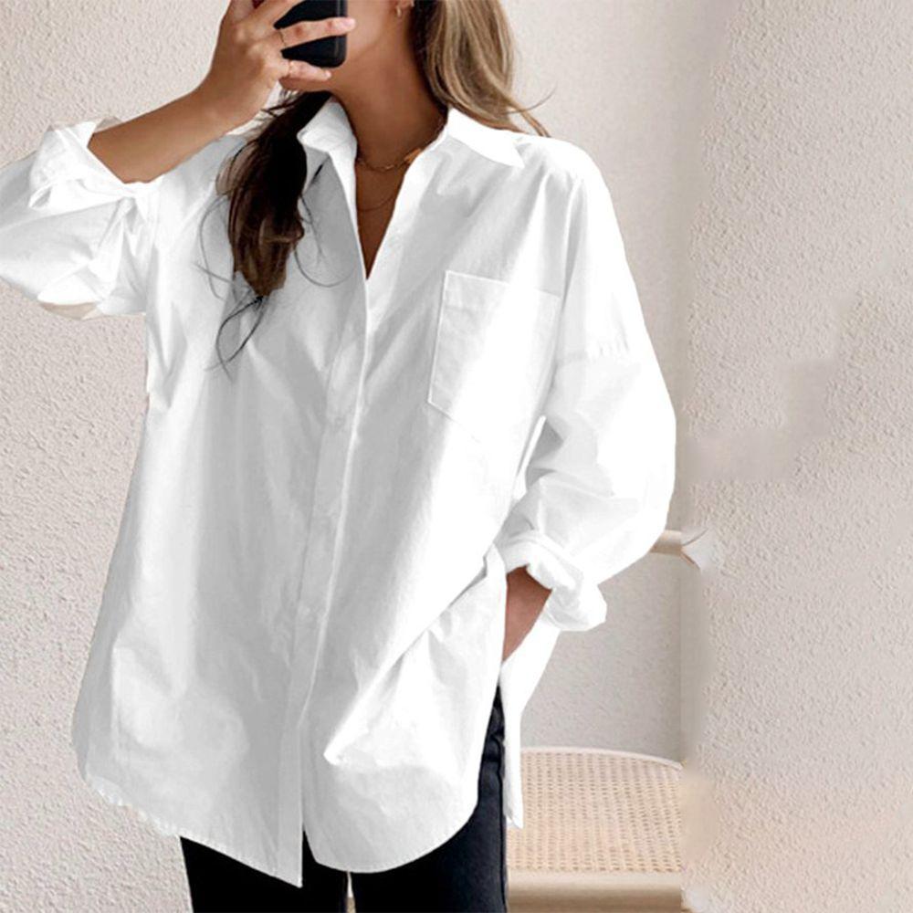 Edda® | Chemise blanche unie à col et manches longues