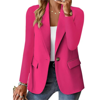 Trine® | Blazer femme décontracté et uni à manches longues et boucle de poche étroite