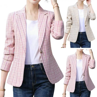 Romilda® | Blazer femme à carreaux, fermeture boutonnée à la cheville