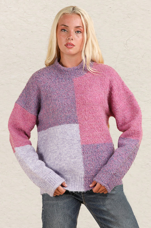 Ramona® | Pull color block avec col montant et épaules tombantes