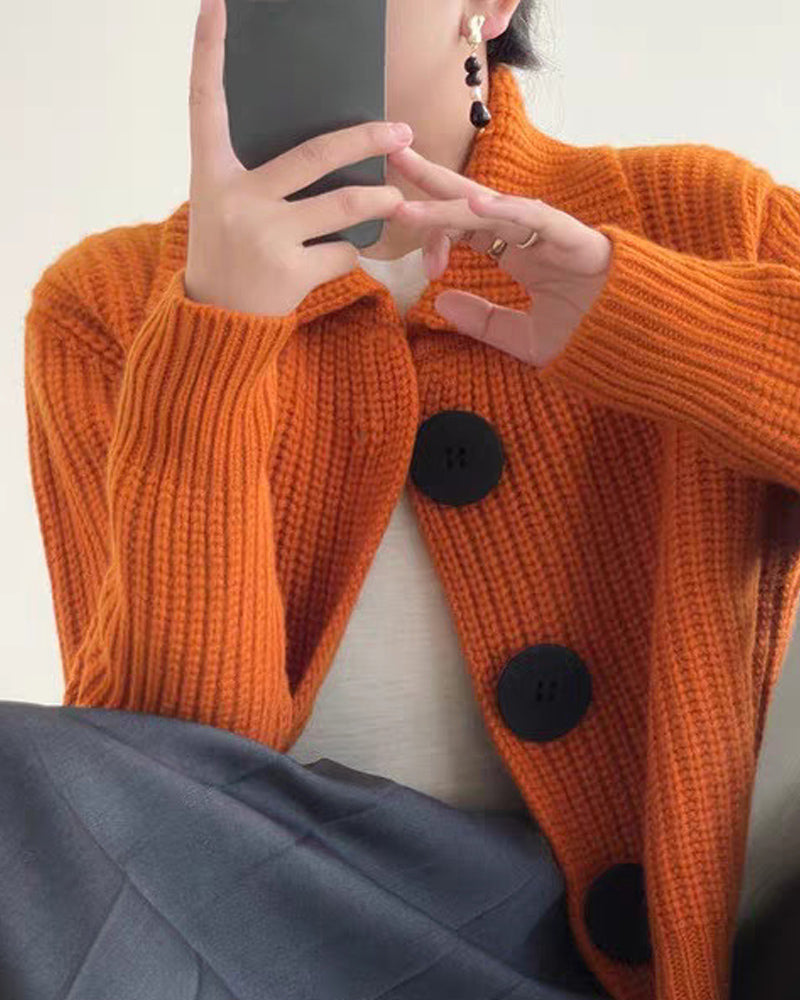 Yara® | Cardigan tricoté orange avec boutons