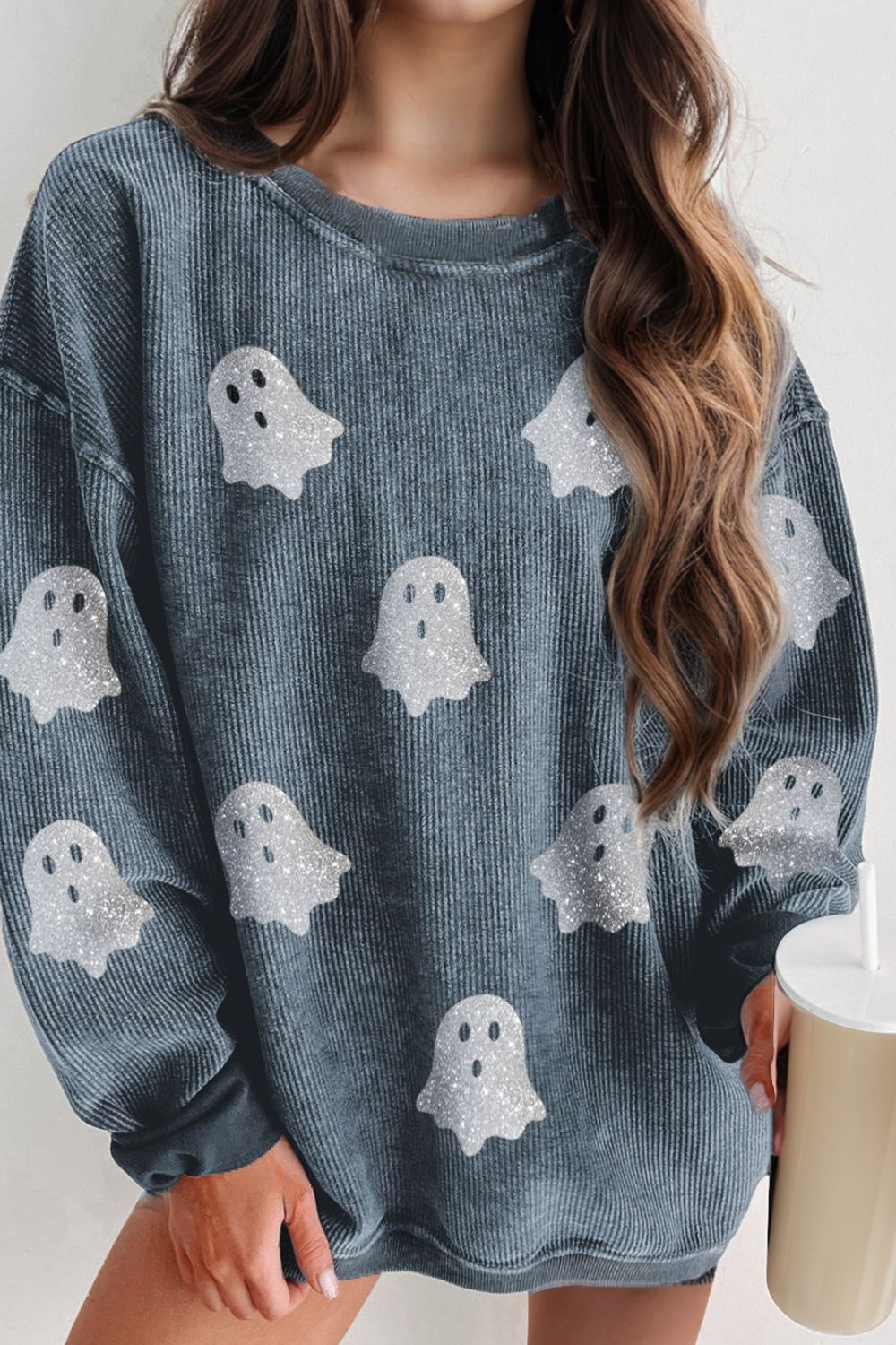 Thérèse® | Sweat ras-du-cou Ghost pailleté à manches longues