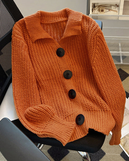 Yara® | Cardigan tricoté orange avec boutons