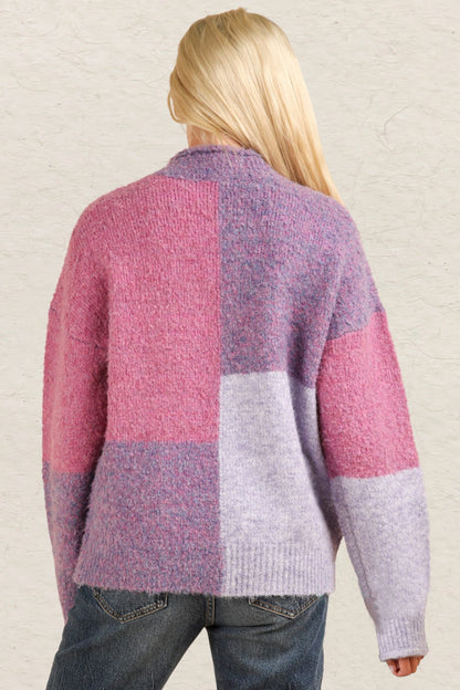 Ramona® | Pull color block avec col montant et épaules tombantes