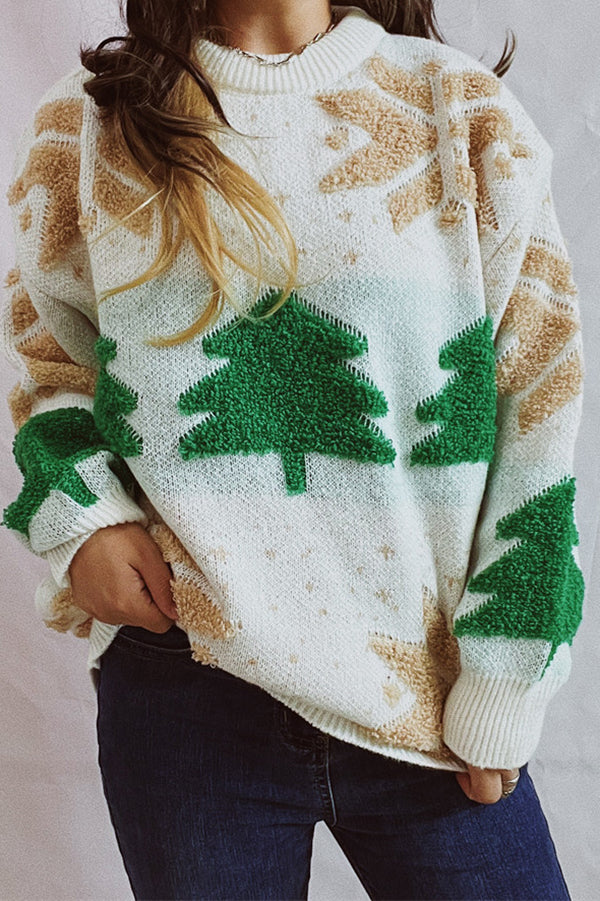 Zoraida® | Pull ras du cou tricoté à motif de Noël et manches longues