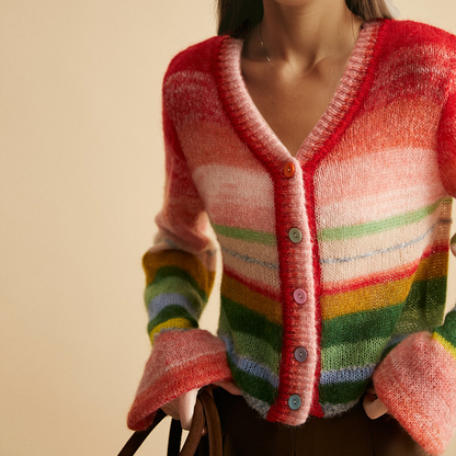 Verónica® | Cardigan rétro à rayures multicolores