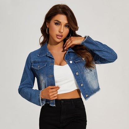 Pauline® | Veste en jean détails effilochés pour femme