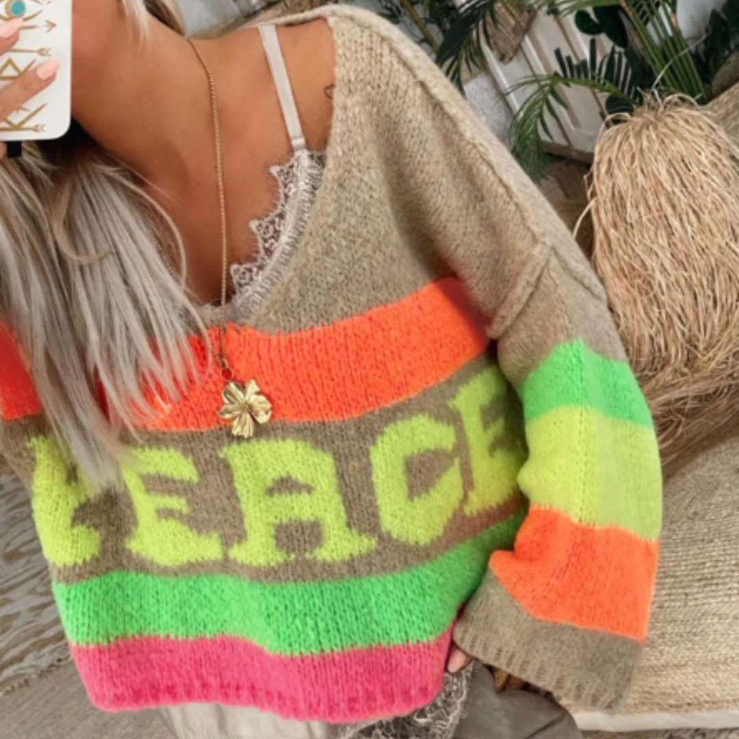 Wilhelmine® | Pull en tricot fluorescent Peace