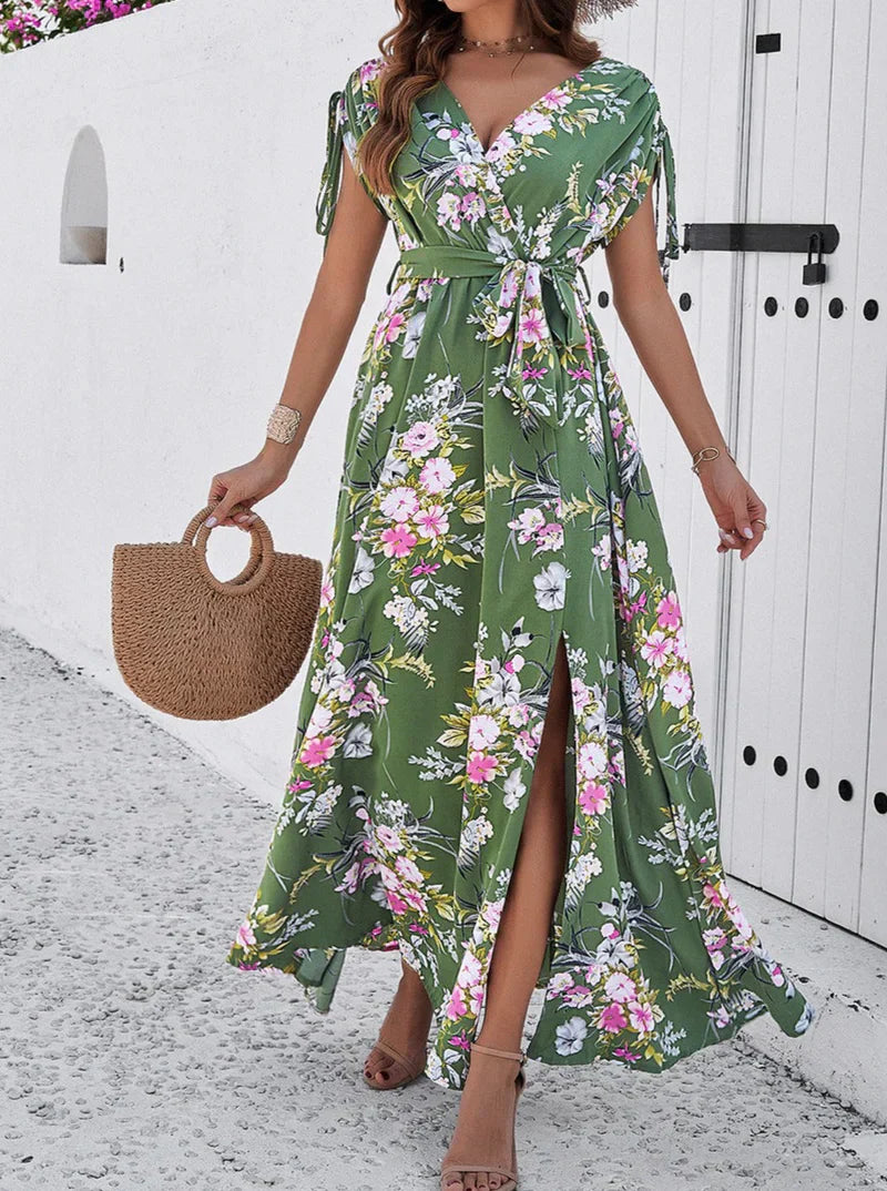 Delia - Boho Floral V-Neck Bohemian Temperament Boho Dress