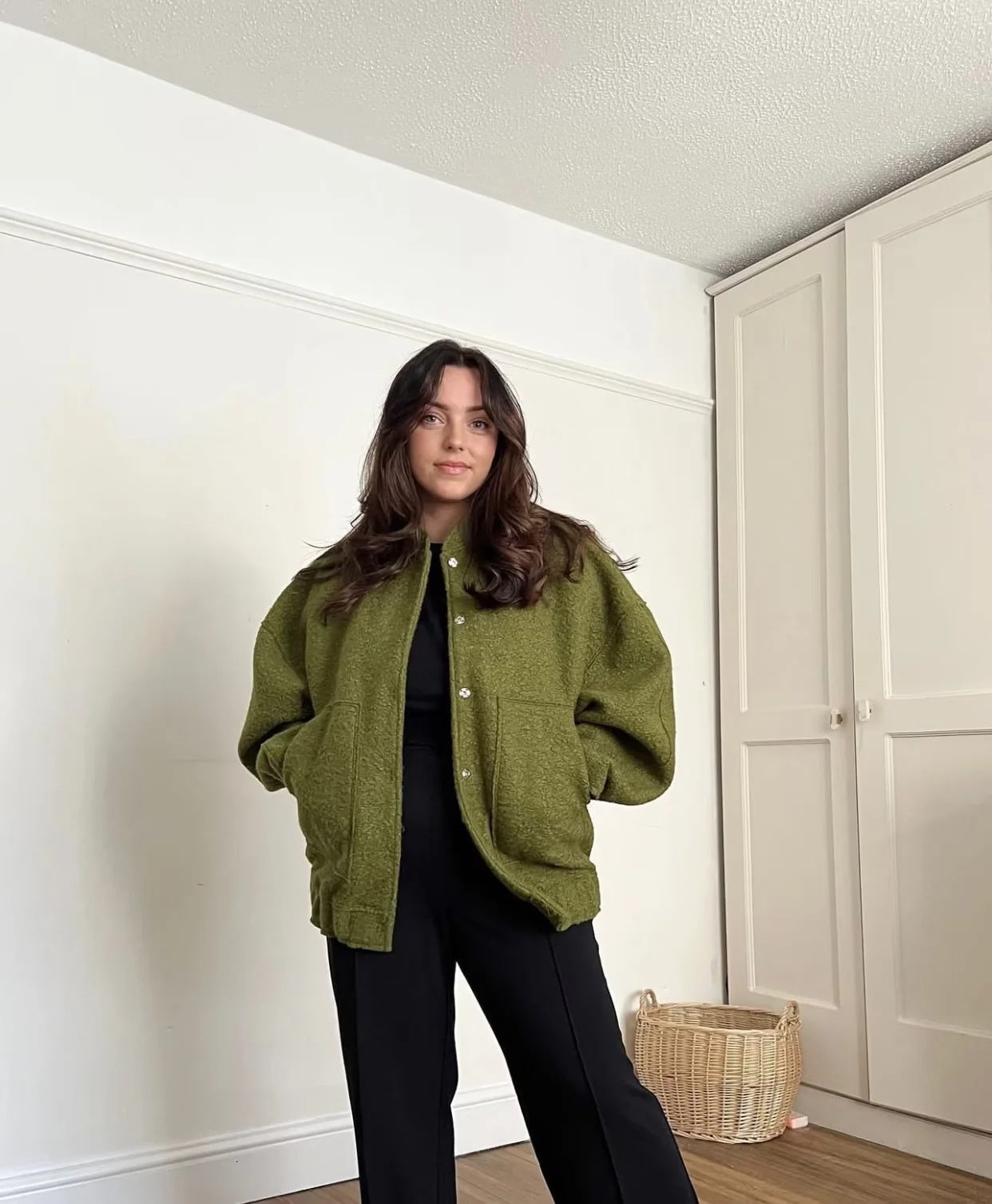 Zaida® | Manteau oversize en laine à col rond et boutons