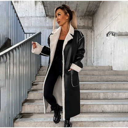 Trudie® | Col à revers avec poches. Veste en cuir