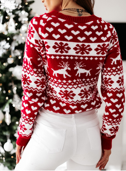 Yara® | Pull festif avec un motif renne et flocon de neige.