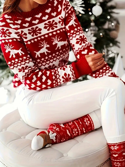 Yara® | Pull festif avec un motif renne et flocon de neige.