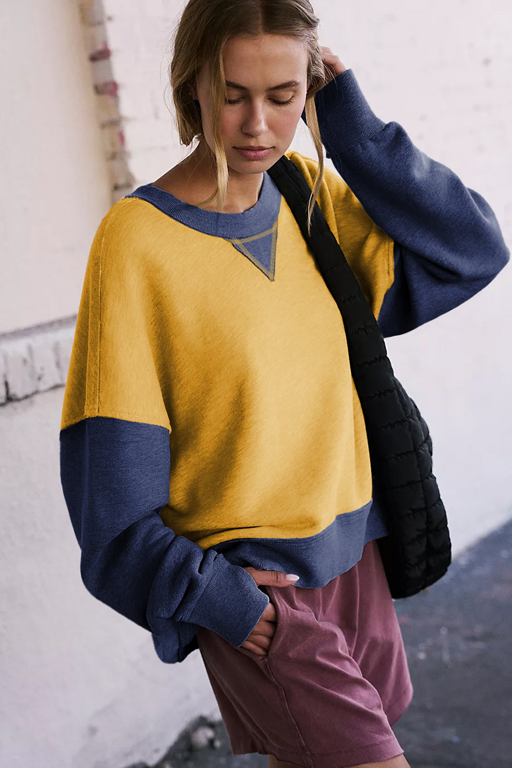 Véra® | Sweat color block à col rond et manches longues