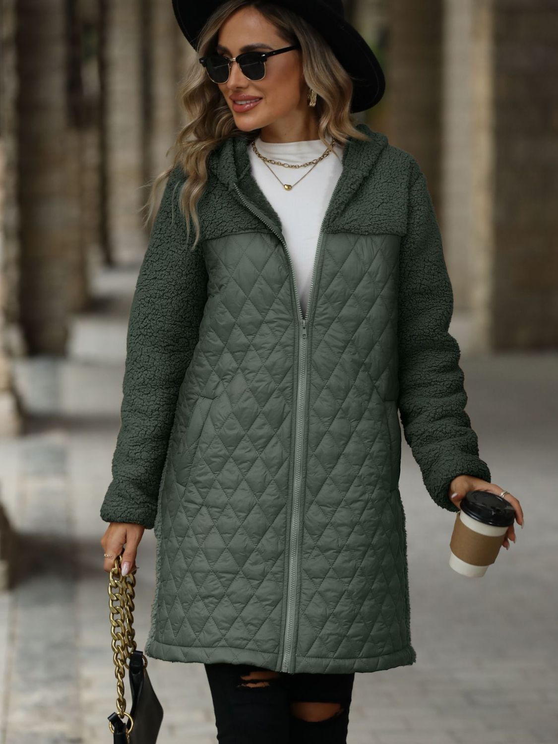 Zaira® | Manteau structuré à capuche zippé à manches longues