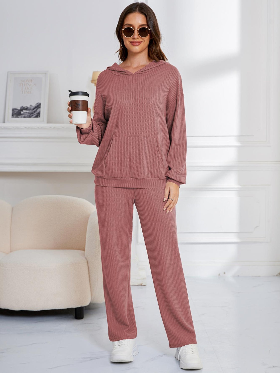 Zahira® | Ensemble sweat à capuche manches longues et pantalon à épaules tombantes