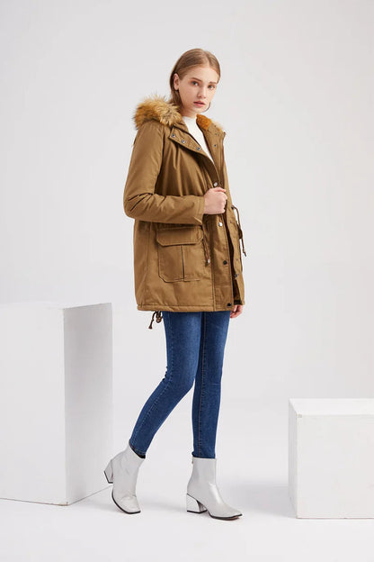 Paloma® | Manteau d'hiver classique à capuche et doublé de fourrure pour femme