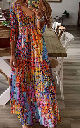 Robe sans manches avec col en V et peinture à l'huile