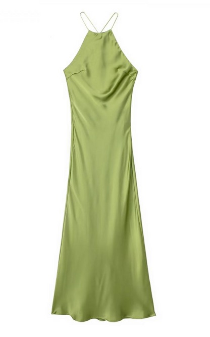 Salomé® | Robe longue élégante en satin dos nu pour femme printemps été