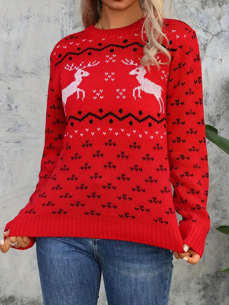 Paula® | Pull de Noël élégant avec renne et flocon de neige pour femme