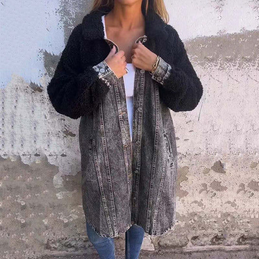 Thérèse® | Magnifique manteau en denim et peluche