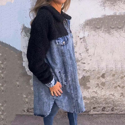 Thérèse® | Magnifique manteau en denim et peluche