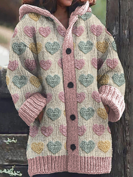 Wendy® | Cardigan décontracté avec sweat à capuche ouvert pour femme avec motif coeur