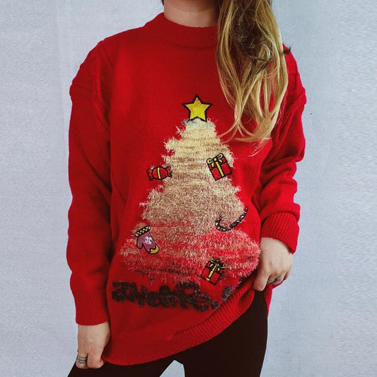 Thérèse® | Pull de Noël pour femme avec un motif de sapin de Noël créatif